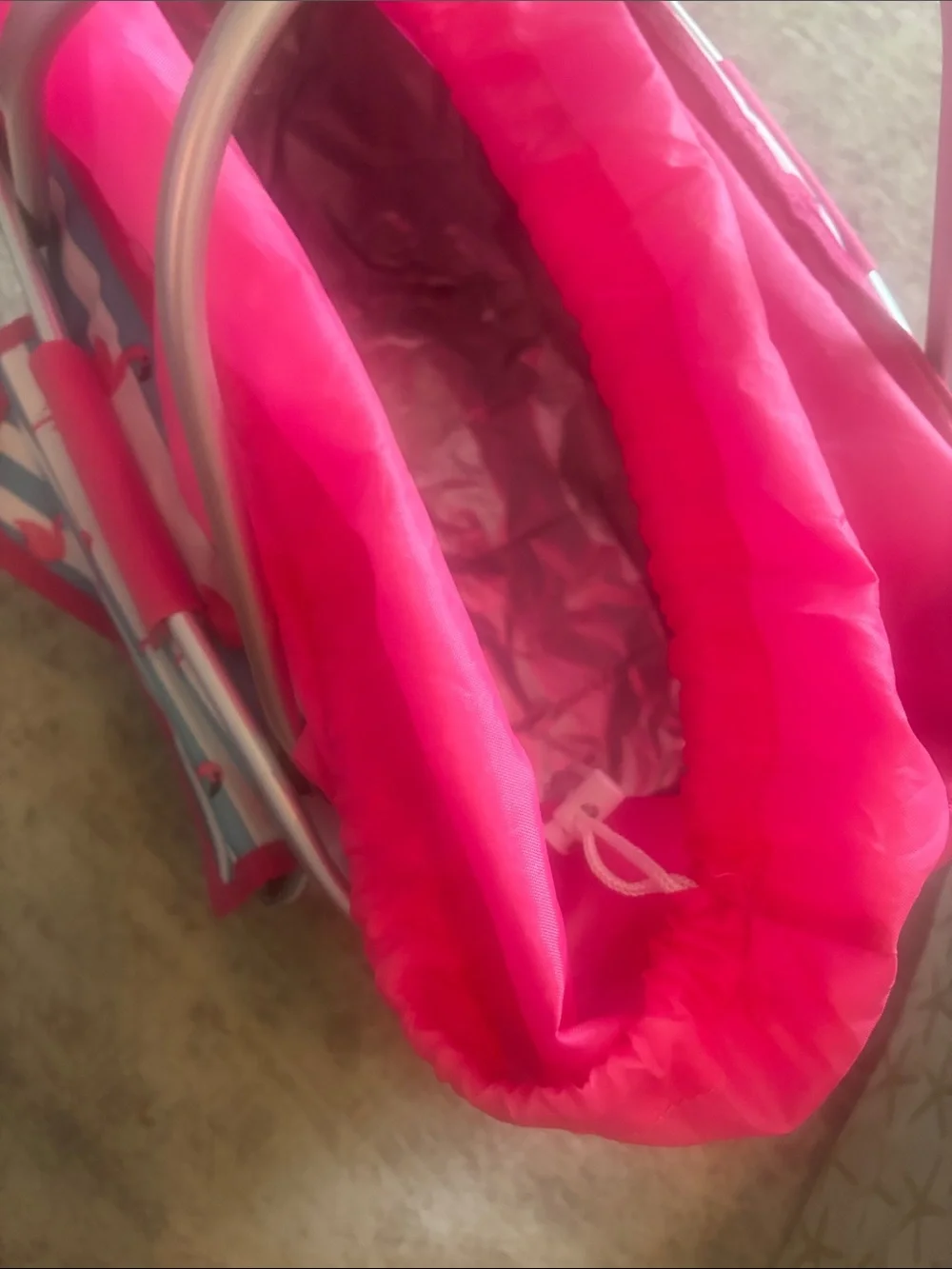 Striped Flamingo thermal insulated Tote Bag in Pink and Teal